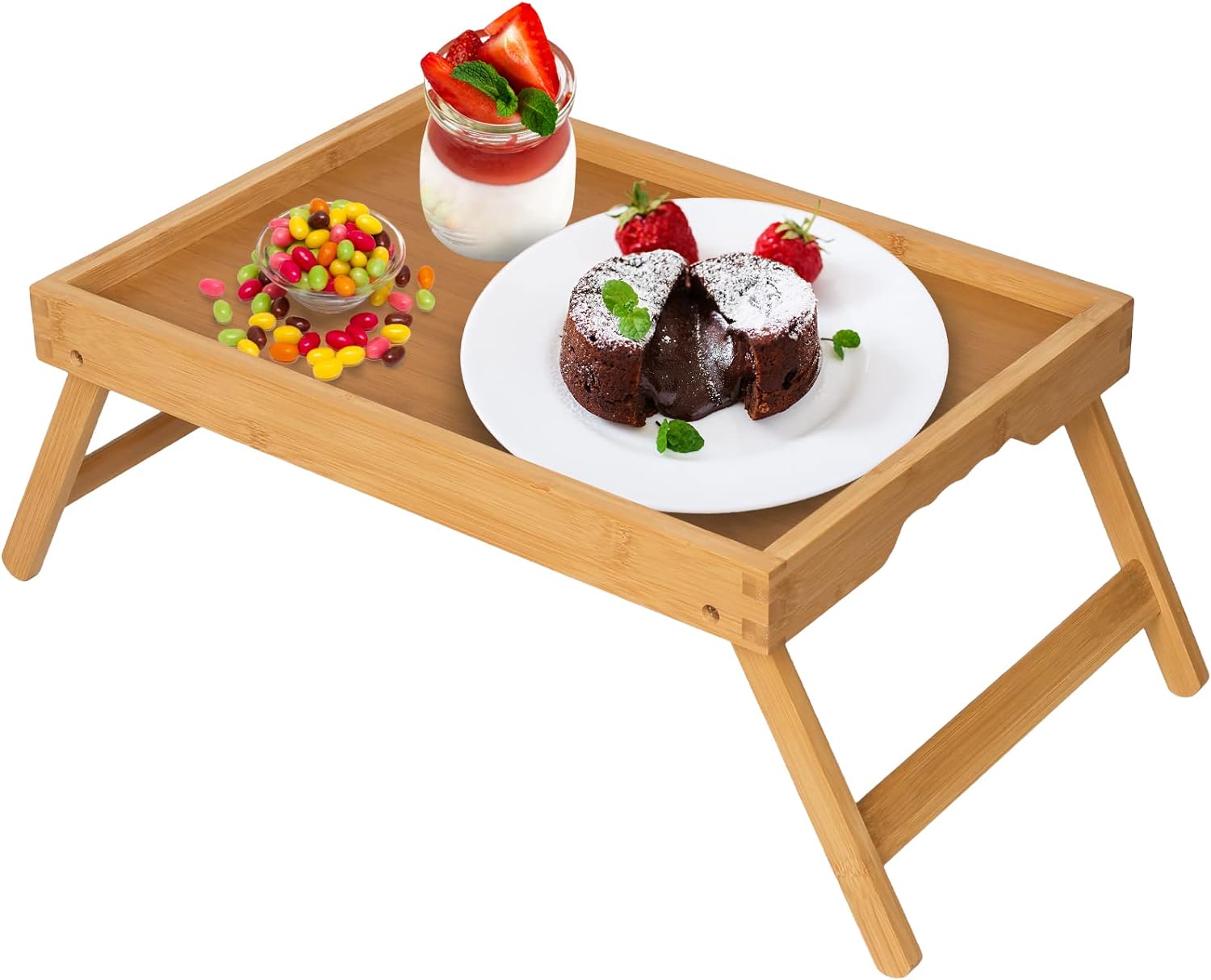 Bed Tray, Table with Folding Legs, Bamboo Breakfast in Bed for TV Table, Laptop Computer Tray -Bamboo Bed Tray, Table with Folding Legs, Bamboo Breakfast in Bed for TV Table, Laptop Computer Tray -Bamboo